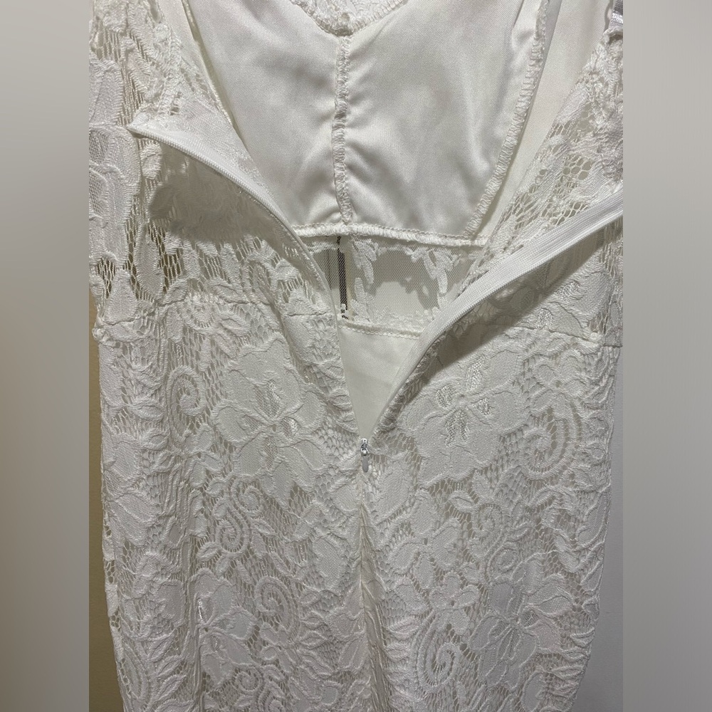 SALIMDY white dress floral mesh pencil midi Medium - Picture 4 of 8
